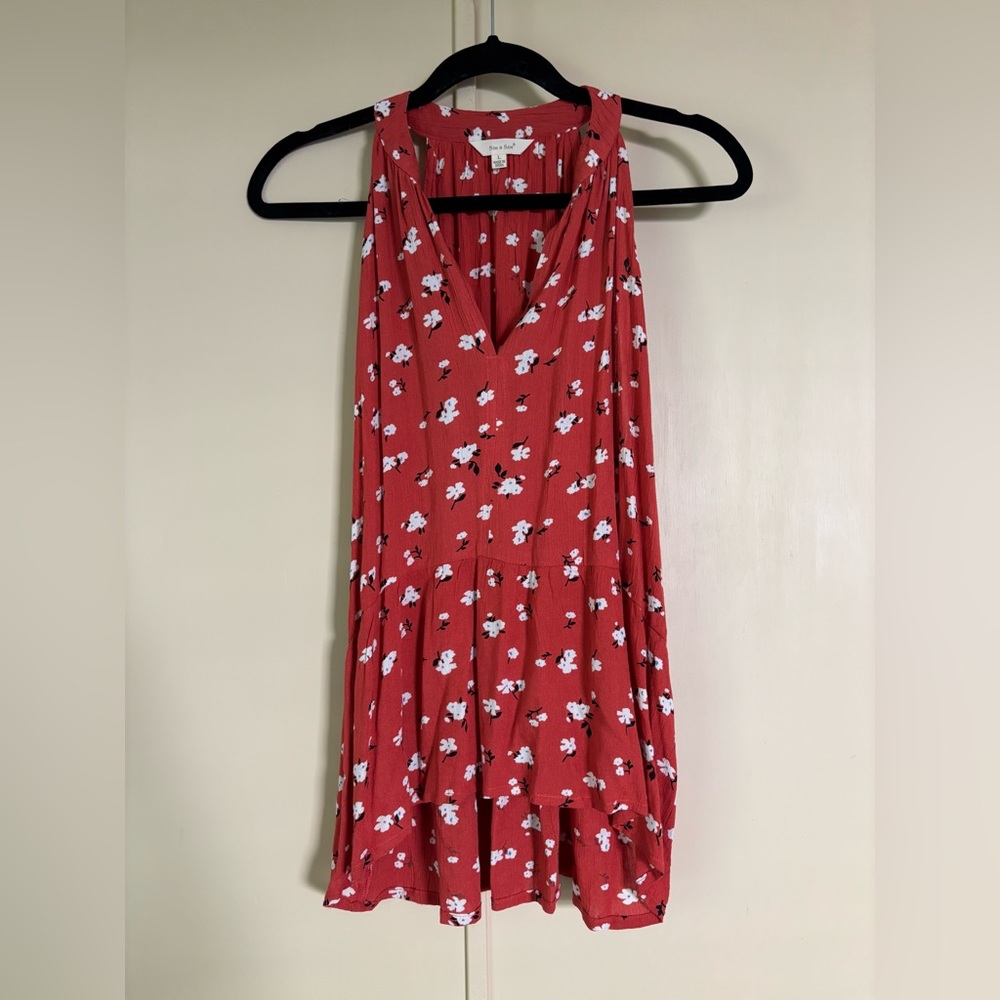 Floral Red Sleeveless Top